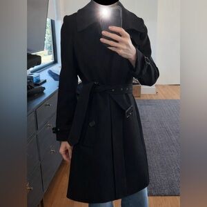 Burberry London Black Wool Belted Coat Women’s US 6 Tailored Classic